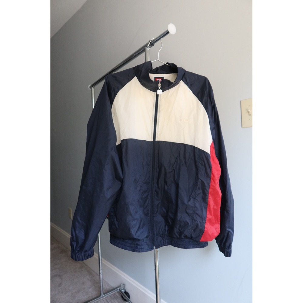 Vintage Wilson Windbreaker Jacket Men's XL Full Zip Colorblock Tennis Golf Retro